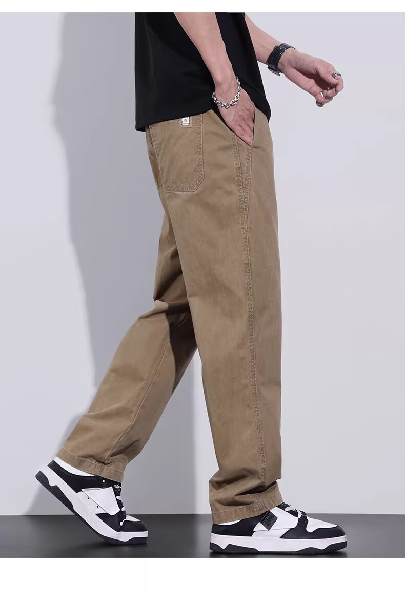 Playboy Pure Cotton Casual Pants Men Summer Thin Loose Straight Cargo Pants Trendy Brand Versatile New Sports Wide-Leg Trousers 21