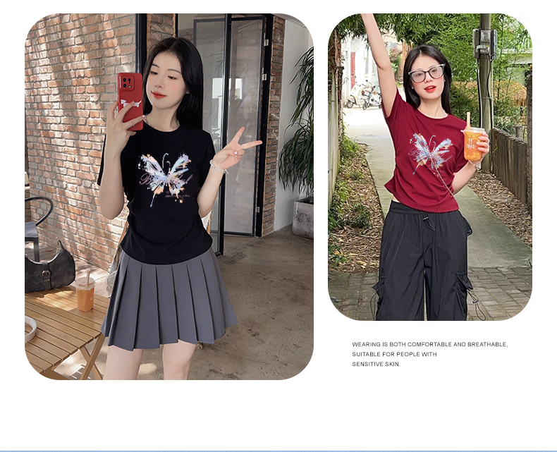 La Chapelle Beige Short Sleeve T-Shirt Women 2026 New Summer Slim Fit Wrinkle Design Cropped Top Tee 14