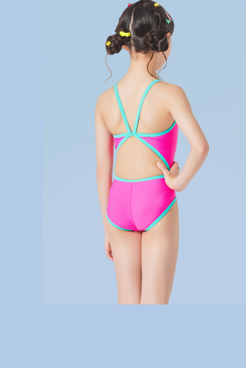 Hosa Lycra Kids Girls One-Piece Triangle Youth Professional Training Swimsuit Quick-Dry Racing Swimwear 6