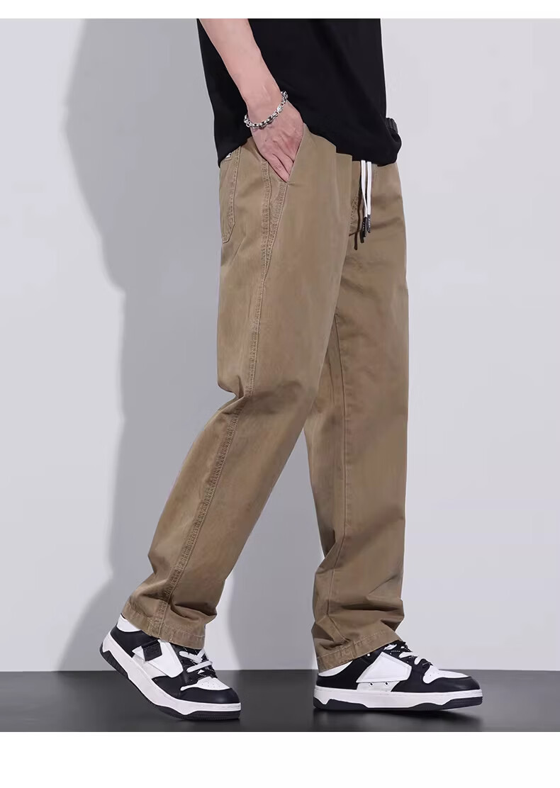 Playboy Pure Cotton Casual Pants Men Summer Thin Loose Straight Cargo Pants Trendy Brand Versatile New Sports Wide-Leg Trousers 19