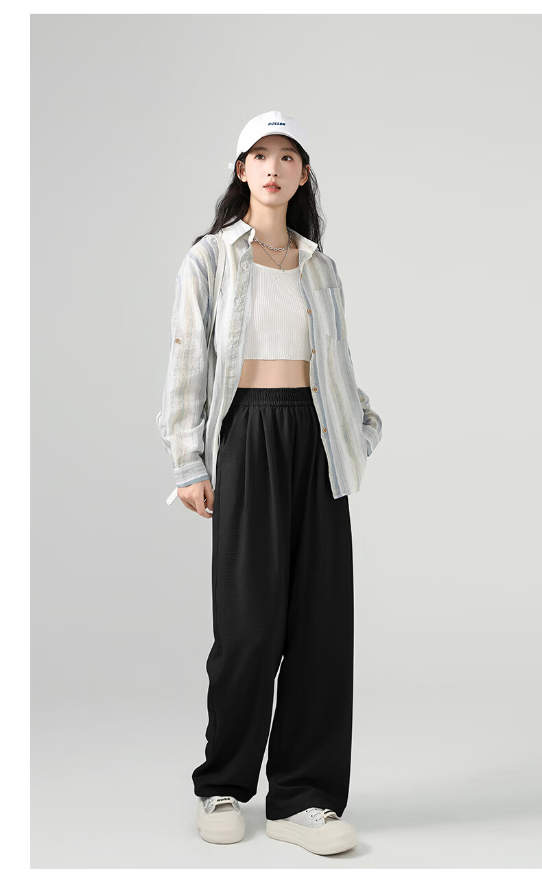 La Chapelle Textured Milk Puff Wide-Leg Pants for Women 2026 Summer New High-Waist Draped Slimming Lightweight Breathable Casual Pants 20