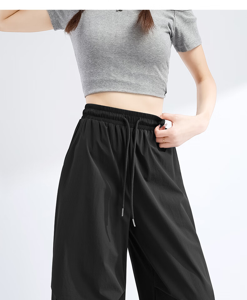 MINISO Women's Work Pants 2026 Spring Summer Lightweight High Waist Slim Wide Leg Cargo Pants Petite Sports Hiking Trousers 29