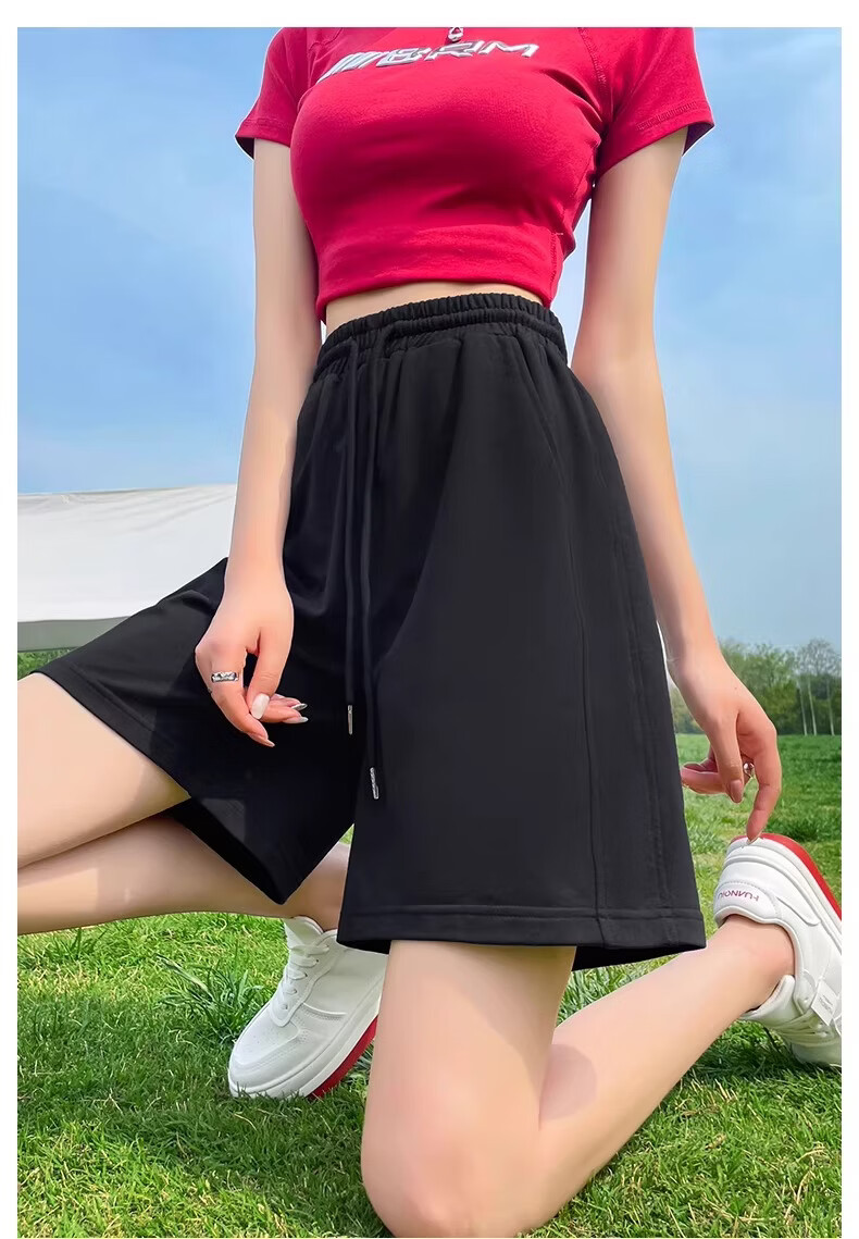 MINISO Women's Sports Shorts 2026 New Summer Lightweight Heather Gray Mid-Length Casual Wide-Leg Five-Point Pants for High School Students 26
