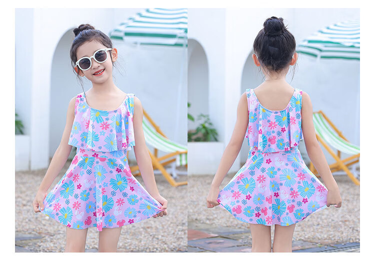 Langsha Children's Girls' Summer Two-Piece Skirted Swimsuit Breathable Bubble Hot Spring Beach Pool Swimwear Set for Older Kids 6