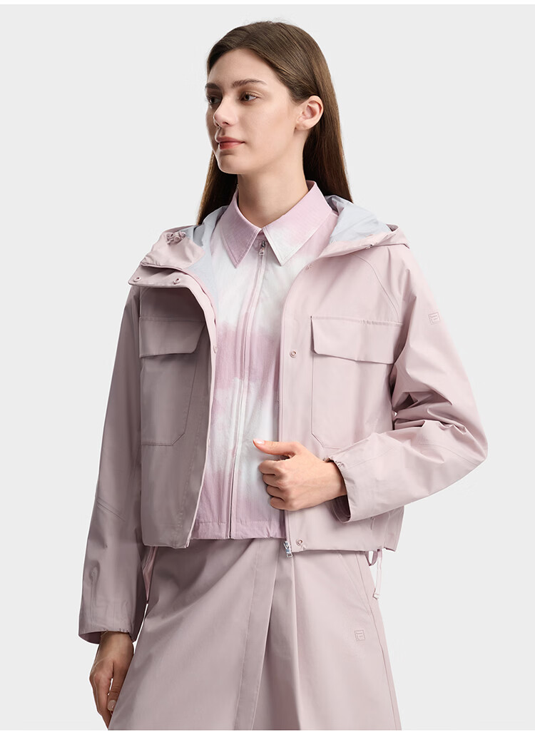 FILA Official Women's Woven Jacket 2026 Summer Casual Simple Comfortable Hooded Coat 5