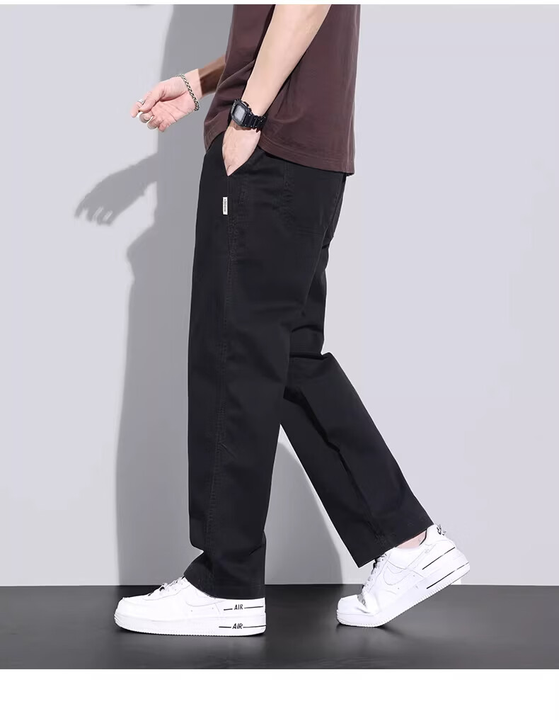 Playboy Pure Cotton Casual Pants Men Summer Thin Loose Straight Cargo Pants Trendy Brand Versatile New Sports Wide-Leg Trousers 25