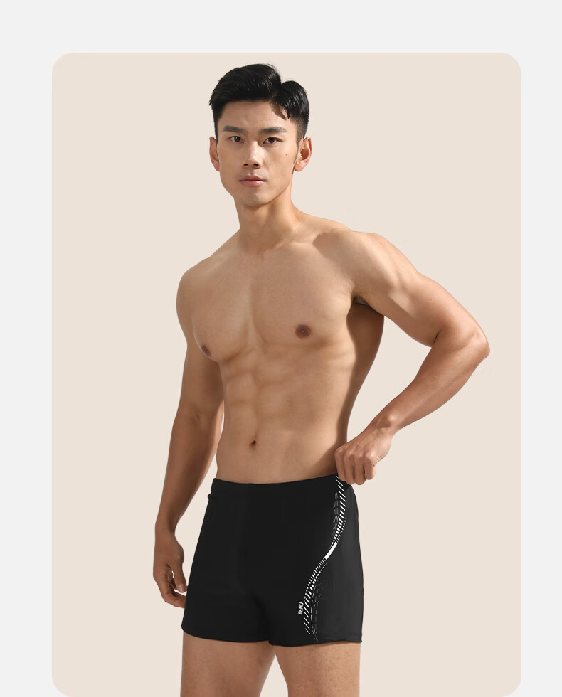 Jiehu Men's Swimwear Set Three-Piece Swimming Trunks Goggles Cap Spa Swimwear Set 8