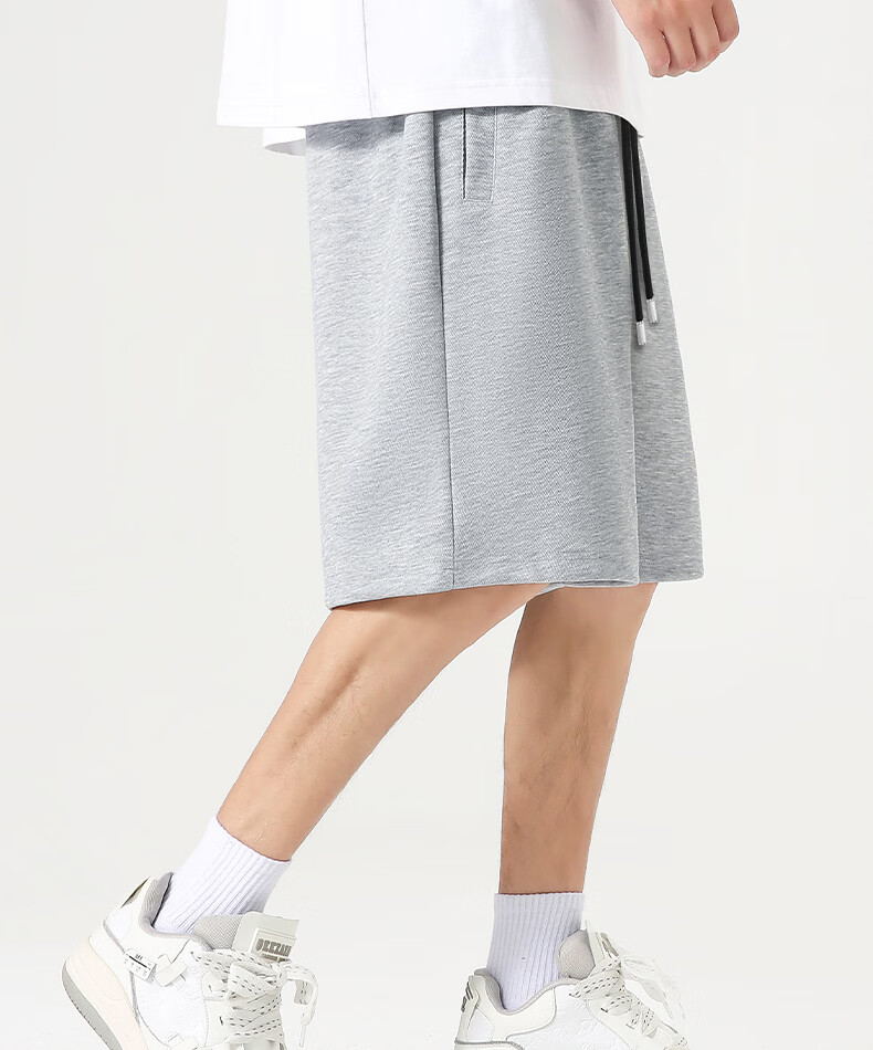 MINISO Men's Shorts 2026 New Pure Cotton Summer Loose Fit Five-Point Pants Casual Design Mid-Length Pants Light Gray XL 21