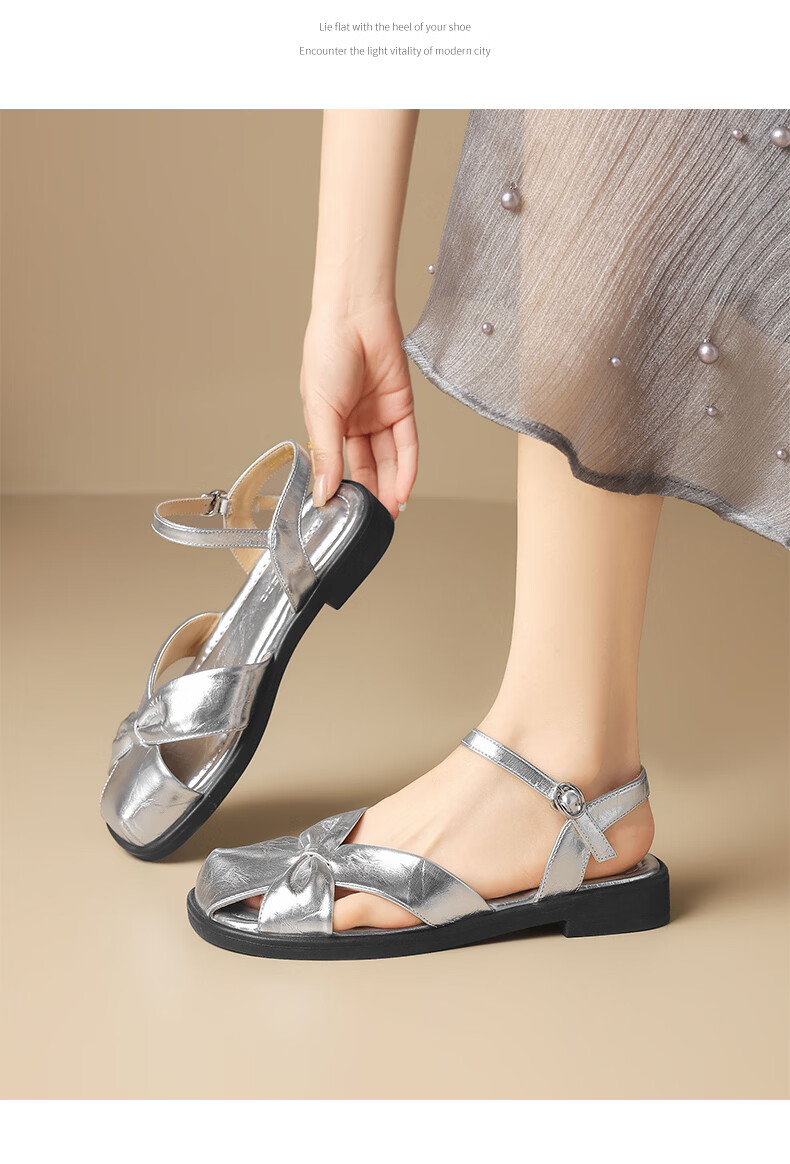 ZHR Flat Sandals Women Vintage Hollow-out Roman Shoes 2026 Summer New Beach Shoes Women KN272 Beige Brown Size 37 21