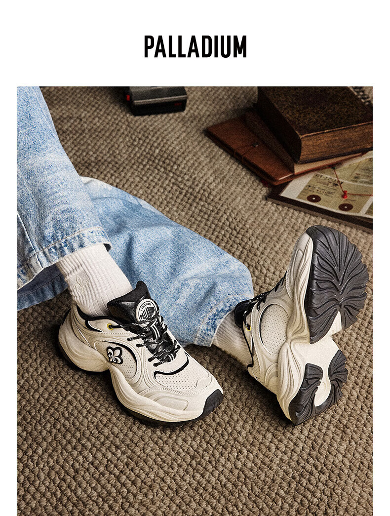 PALLADIUM New Trendy Versatile Dad Sneakers Casual Sports Shoes for Women Breathable Height Increasing White Single Layer Size 35.5 17