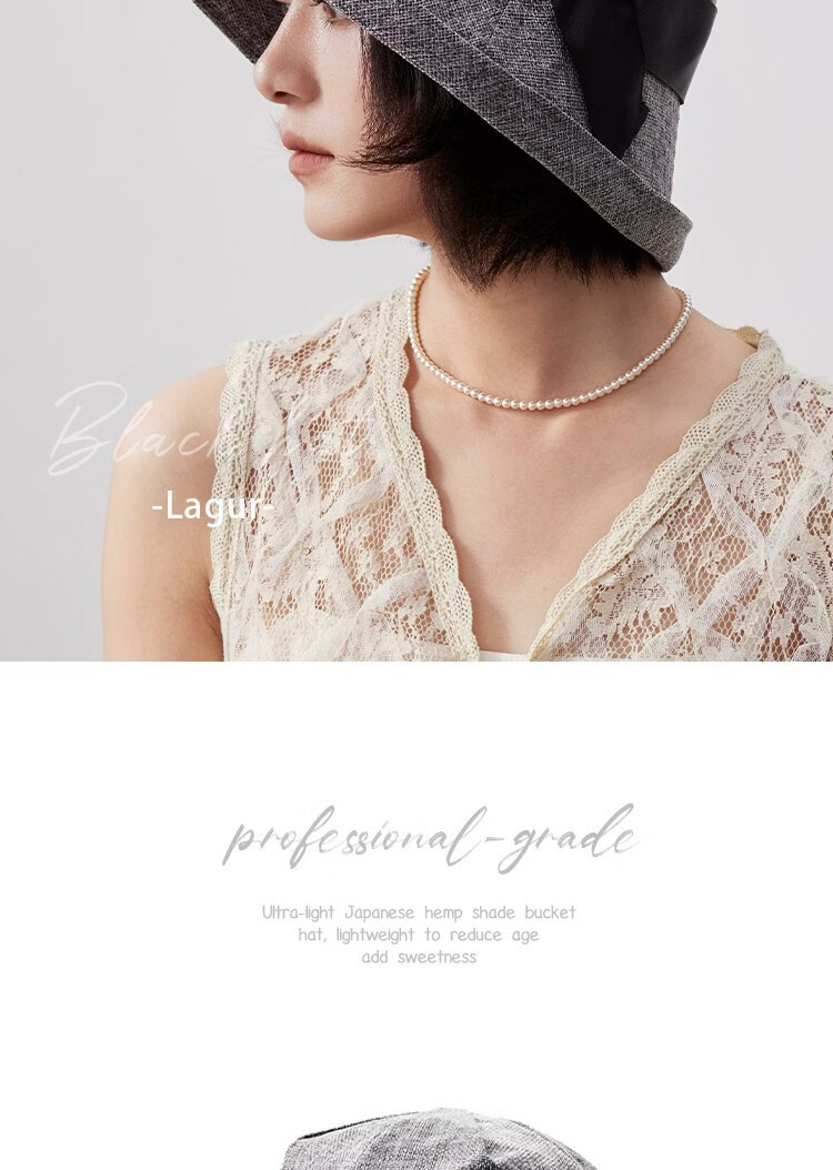 Lagur Lightweight Paper-Feel Japanese Hemp Edge Fisherman Hat Breathable Thin Sunshade Foldable Midnight Blue 16