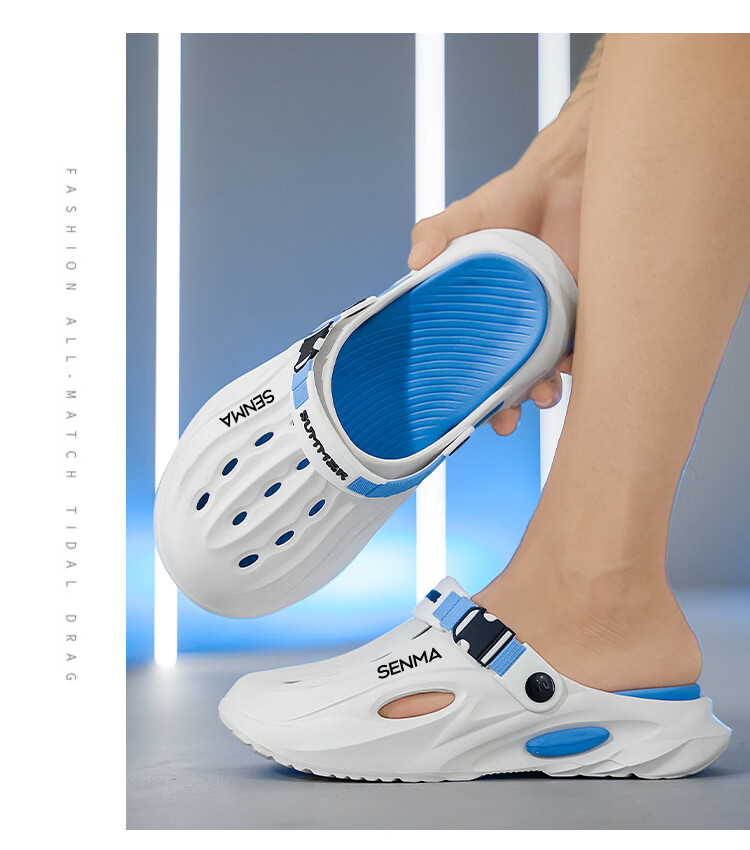 Senma Men’s Summer Outdoor Closed-Toe Sandals Non-Slip Beach Slippers Mint Green Size 44-45 14