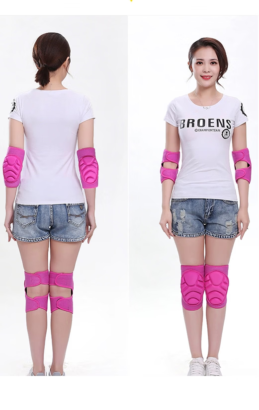 Chidong Anti-Collision Crawling Knee Pads Outdoor Thickened Protective Set with Built-in Guards Adjustable Black S 13