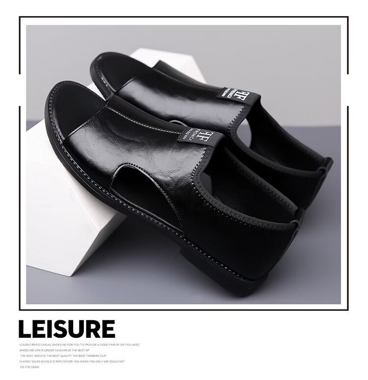 Jingzhenlianggong Men's Summer Sandals Dual-use Slippers Non-slip Soft Sole Beach Shoes Dark Brown [Glossy] Size 42 5