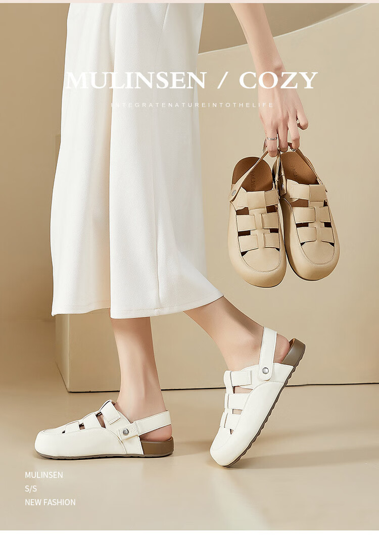 Mulinsen Women’s Rome Hollow Summer Sandals Dual-Wear Clogs Birkenstyle Sandals Beige 37 4