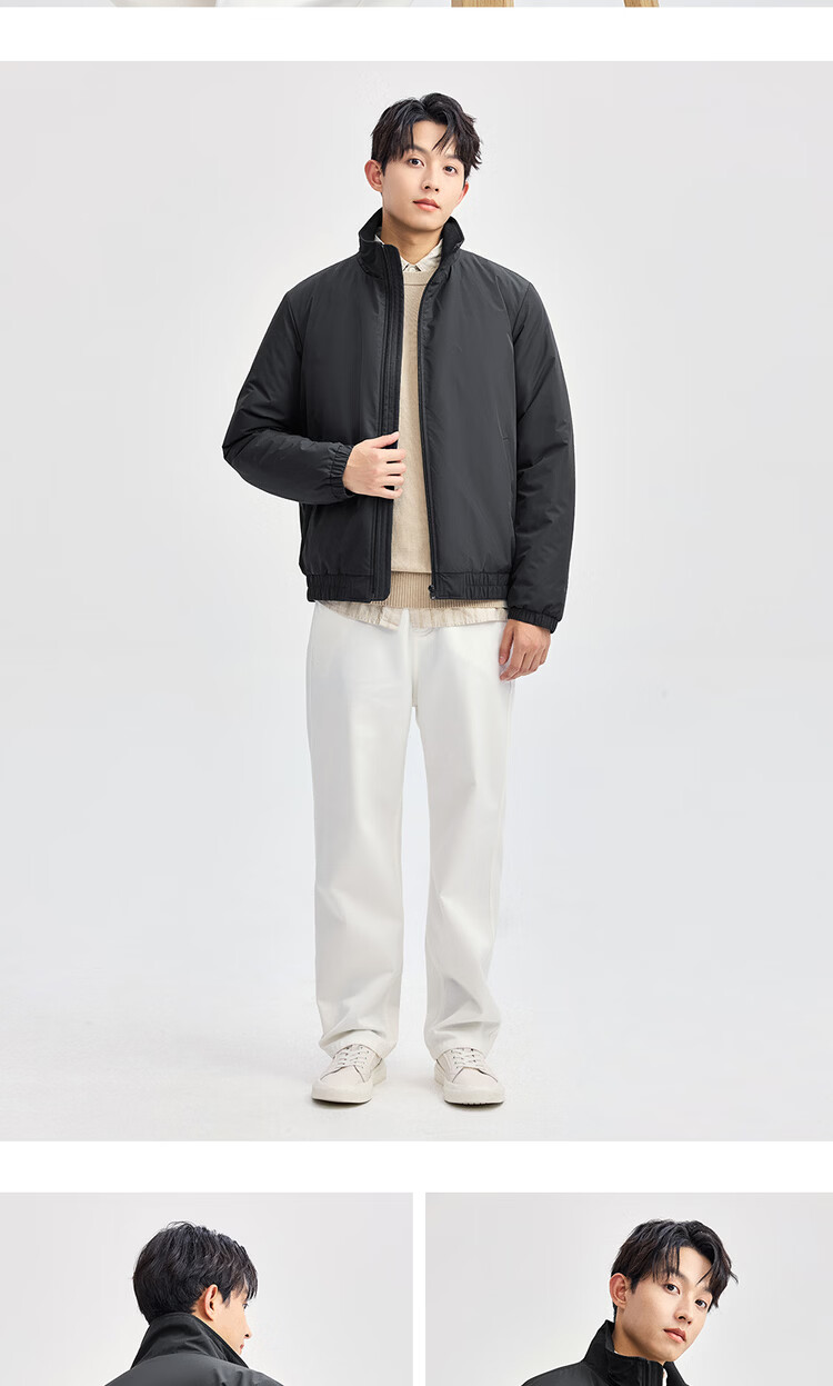 Giordano Men's Cotton Padded Outdoor Jacket New Windproof Solid Color Stand Collar Long Sleeve Cotton Jacket 01075683 15