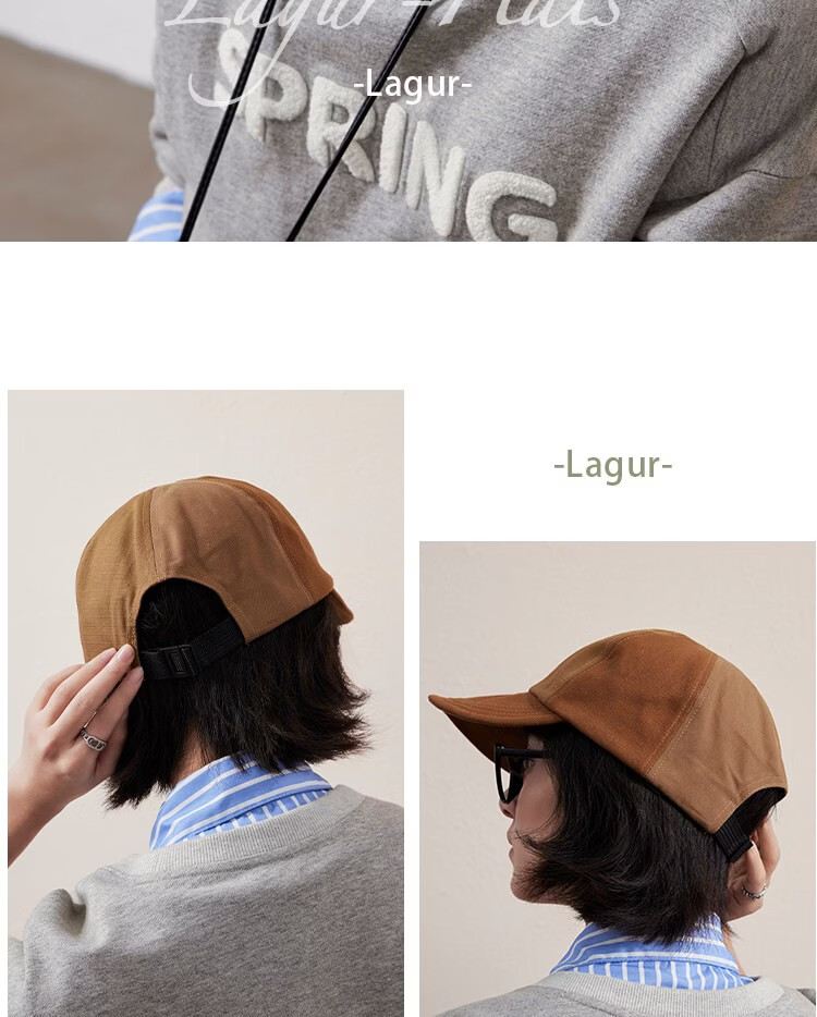 Lagur Couple Edition "Black Gray Yamamoto Style" 100% Cotton Duckbill Baseball Cap Sun Hat Face Slimming Firebrick Red 23