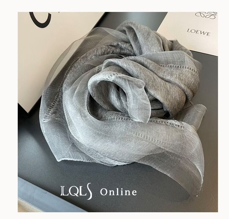 Lagur Lightweight Thin Double-Layer Silk Blend Beige Scarf Shawl for Women Spring Autumn Fashion Shawl Blue 16