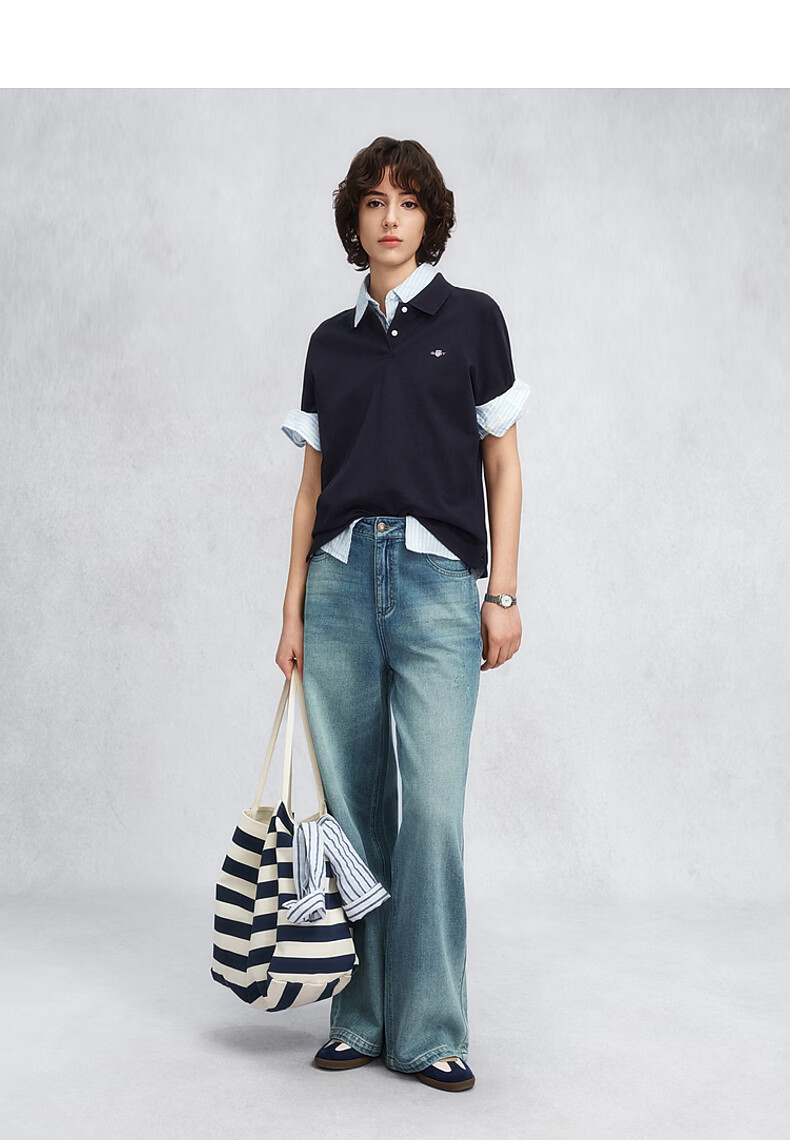 GANT Outstanding Polo Spring Summer Women's Cotton Short Sleeve Polo Shirt with Lapel Collar 682-Cherry Blossom Pink L 7