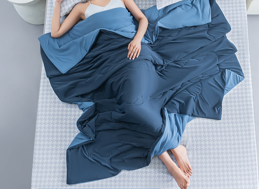 Deep Sleep A-Class Cooling Antibacterial Summer Quilt, Jade Smooth Washable Double Air Conditioning Quilt, Plum Blue 180*200cm 5