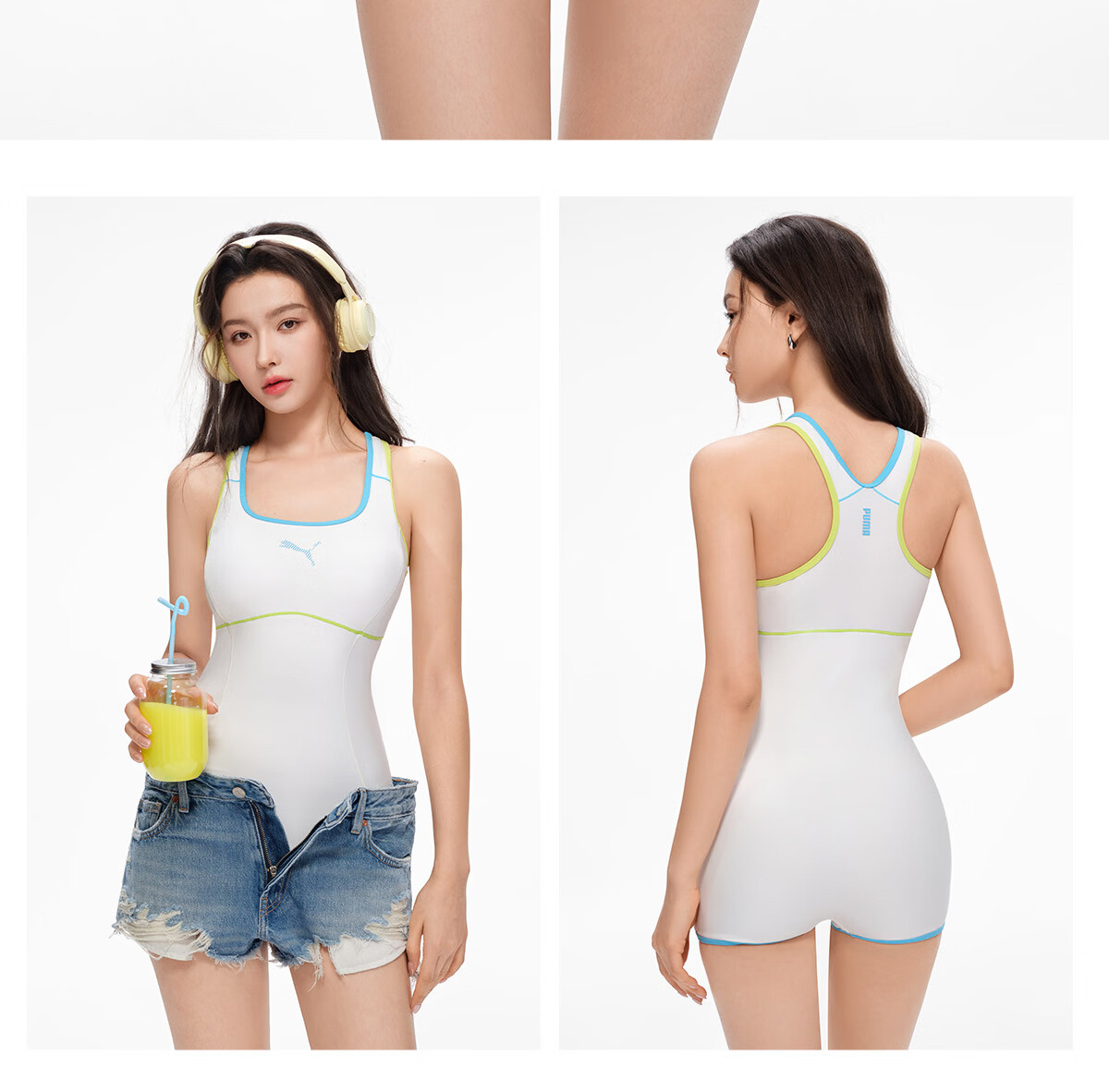 PUMA Women's One-Piece Swimsuit, Slimming And Concealing, High-Performance Racing Swimwear, Suitable for Hot Springs And Swimming Pools, Plus Size Equipment 26