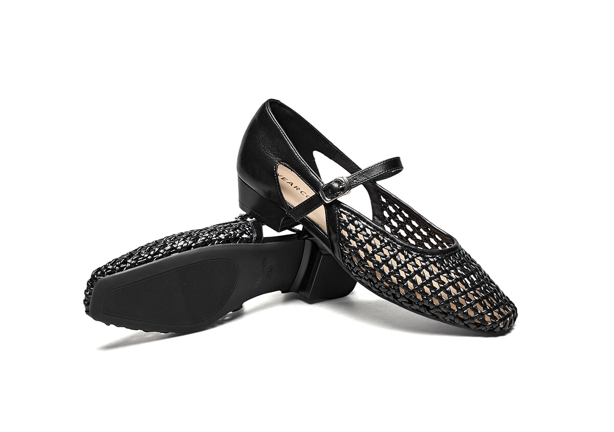 Eierkang 520 Gift Hollow-out Mary Jane Low Heel Commuting Low-cut Single Shoes 29982W Black 36 10