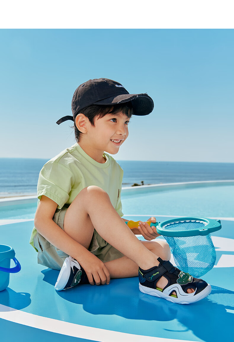 DR·KONG Toddler Walking Shoes Summer Unisex Kids Velcro Lightweight Baby Sandals 2S14A2013AM Black Size 22 5
