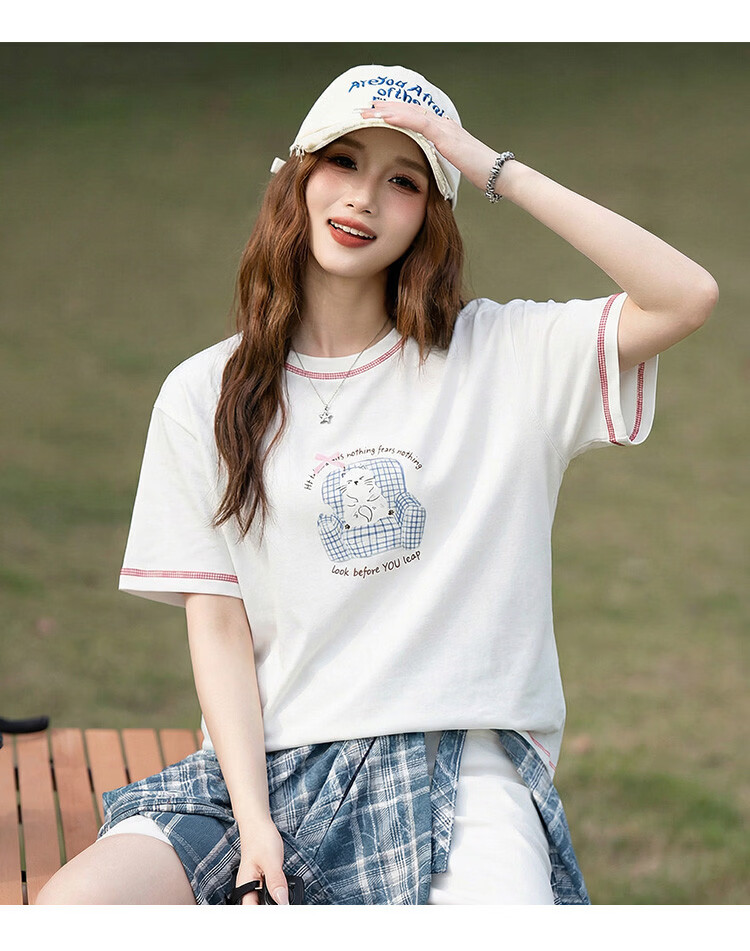 TonLion 2026 Summer New Short Sleeve T-Shirt Women Cool Feeling Youthful Petite Student Korean Style 5