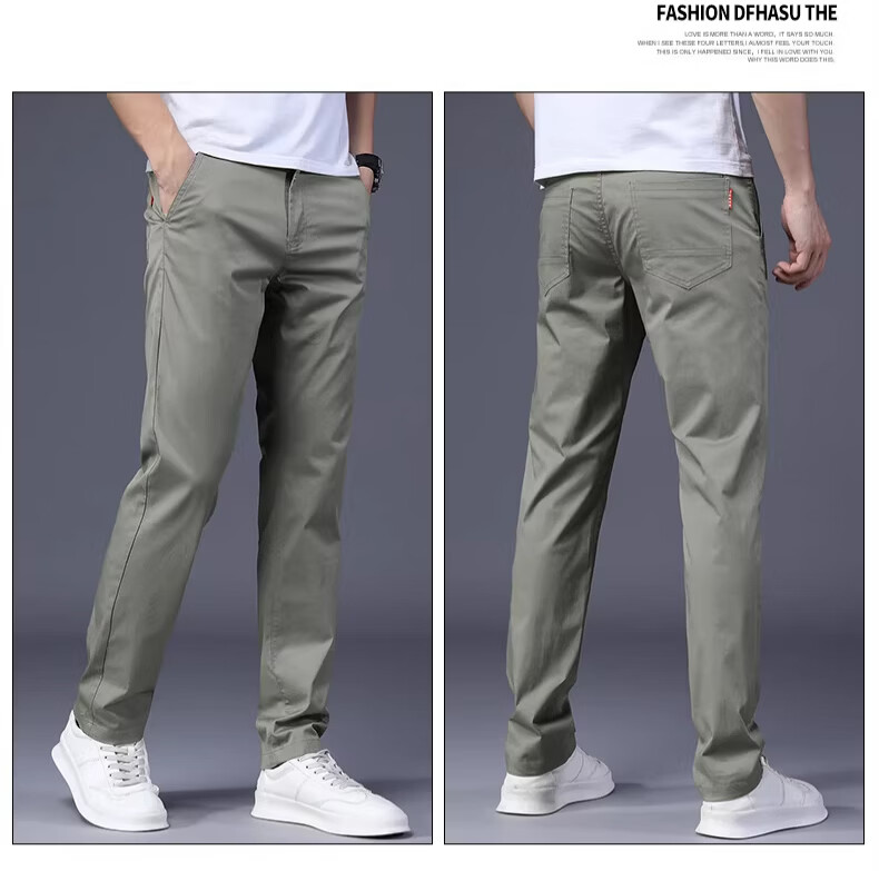 Playboy Summer Lightweight Men's Casual Pants Pure Cotton Loose Straight-Leg New Trendy Brand Versatile Stretch Trousers for Men 25