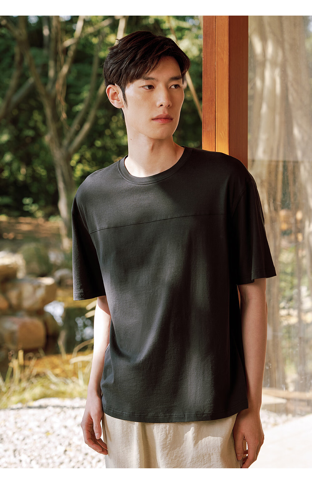 Jinsanta Mulberry Silk Men's Fashion Crew Neck Short Sleeve Silk T-Shirt Outerwear 8