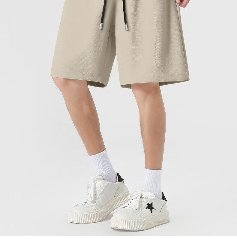 MINISO Men's Shorts 2026 New Pure Cotton Summer Loose Fit Five-Point Pants Casual Design Mid-Length Pants Light Gray XL 24