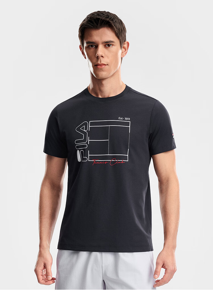 FILA Official Men's Knitted Short Sleeve Shirt 2026 Summer Tennis Sports Moisture-Wicking Quick-Dry Basic T-Shirt 5