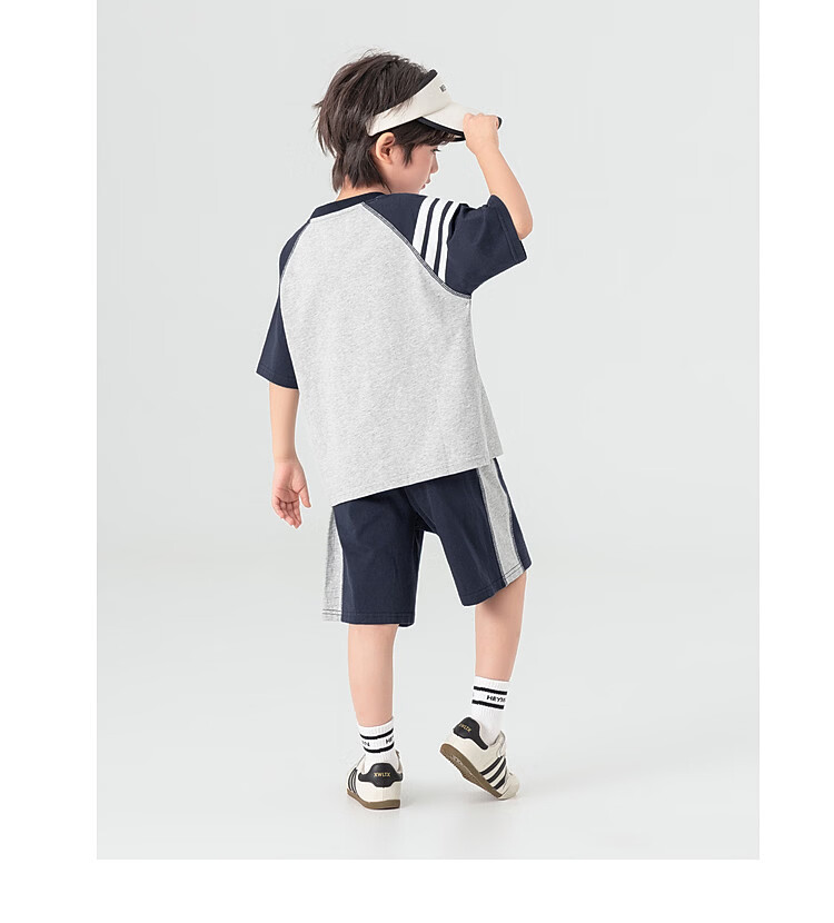 Duoduo Kids Pure Cotton Cooling College Style Set Boys 2026 Summer Raglan Short Sleeve Shorts Two-Piece Sportswear 21