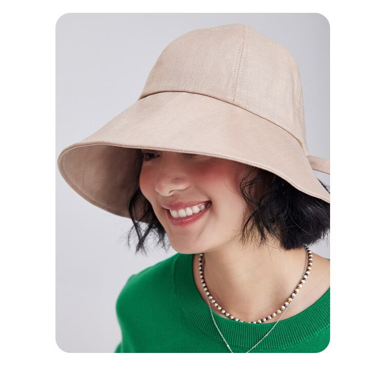 Lagur Japanese Classic Pure Linen Ponytail Outdoor Sunshade Fisherman Hat Sunscreen Hat for Women Summer Dark Blue 17