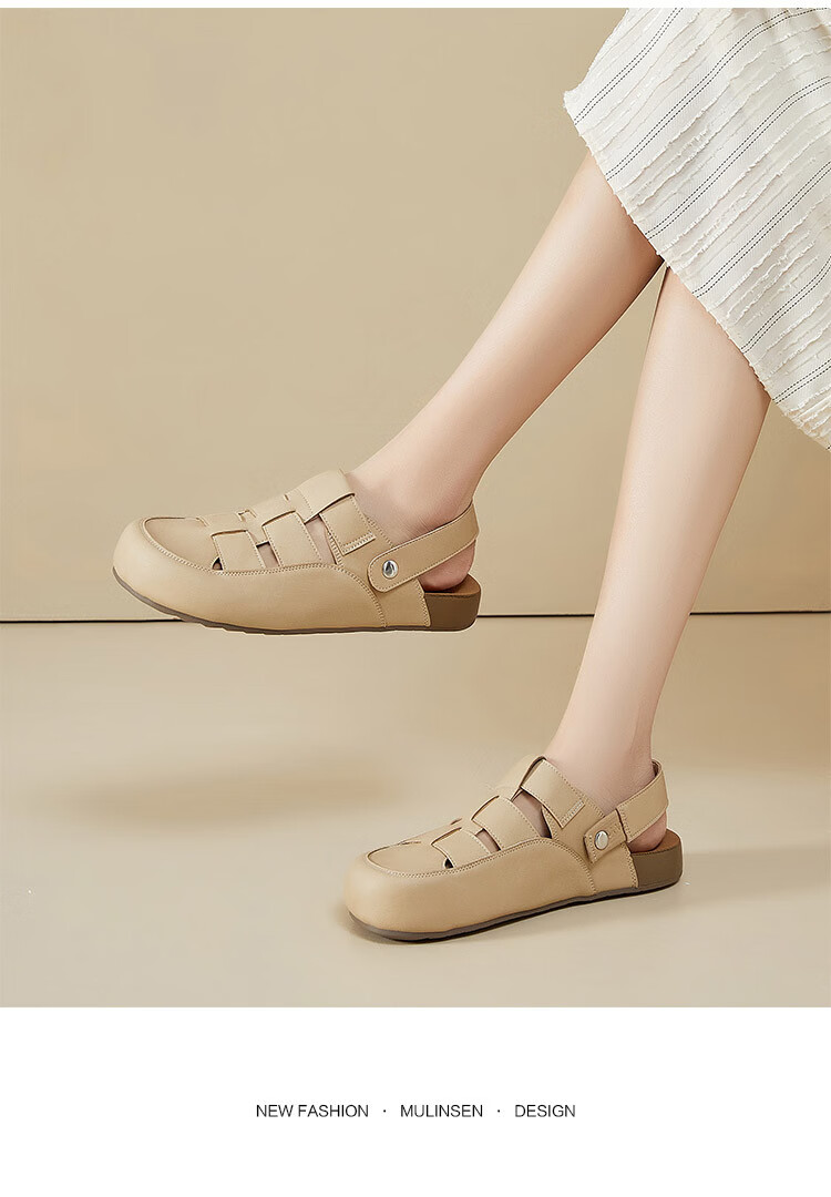 Mulinsen Women’s Rome Hollow Summer Sandals Dual-Wear Clogs Birkenstyle Sandals Beige 37 13