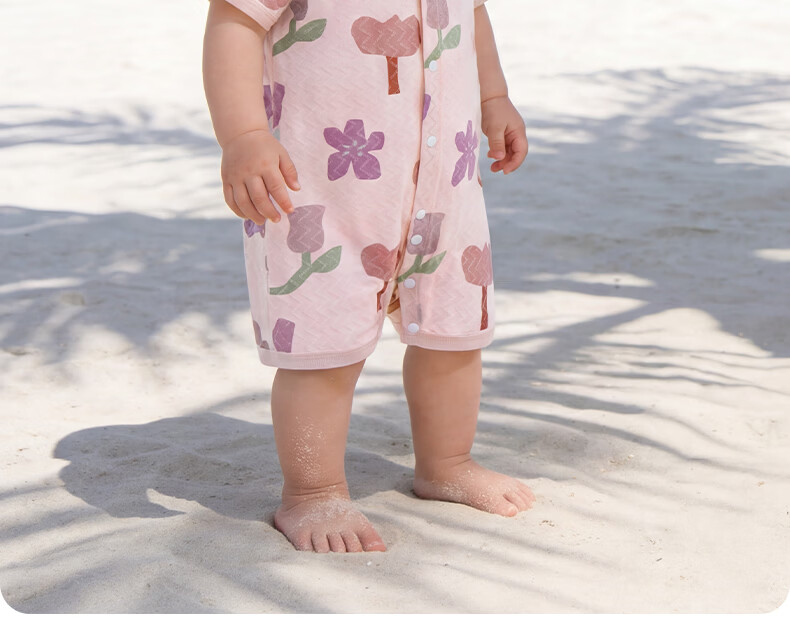 Tonglian Chuxin [Ice Silk Cotton] Baby Romper 2026 Summer New Short Sleeve Newborn Jacquard Mesh Onesie 4