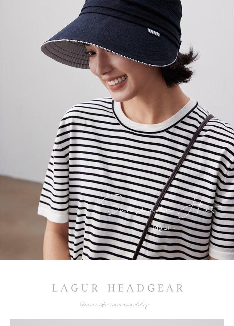 Lagur "Simple Japanese Style" Large Brim Cotton Bucket Hat with Ponytail Hole Sun Protection Foldable Sky Blue 20