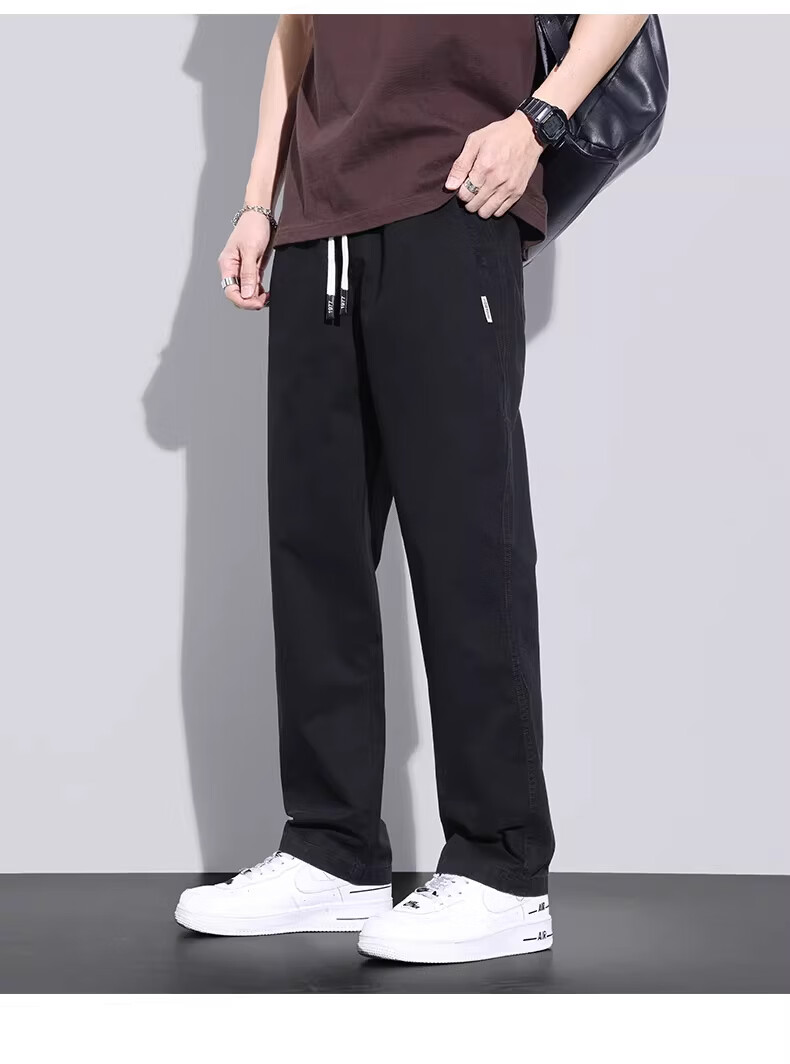 Playboy Pure Cotton Casual Pants Men Summer Thin Loose Straight Cargo Pants Trendy Brand Versatile New Sports Wide-Leg Trousers 23