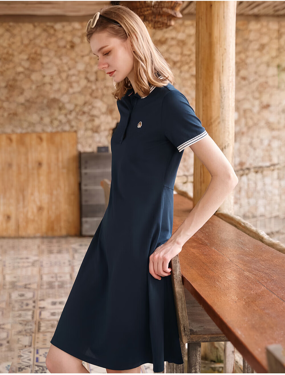 HAZZYS Women's 2026 Summer PHIZ Series Color-Block Edge Casual Dress AQWSE0DBX32 6