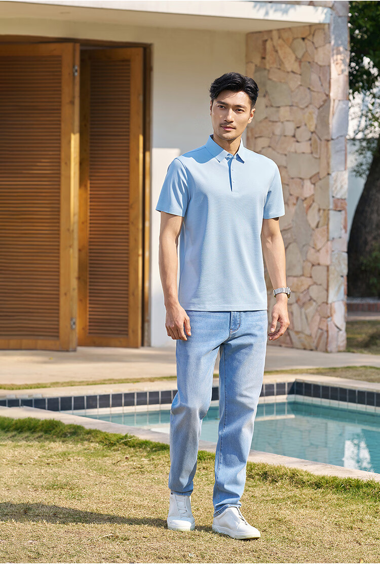Shirt Lao Luo [Ruxin No.1 06] Short Sleeve Polo Collar T-Shirt 265X1P920S Light Gray 3XL 17