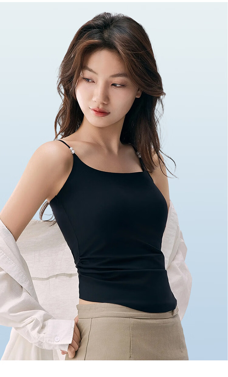 Urban Beauty Women's Camisole with Chest Pad, U-Shaped Hem, Bra-Free Spring Summer Outerwear Tank Top 21