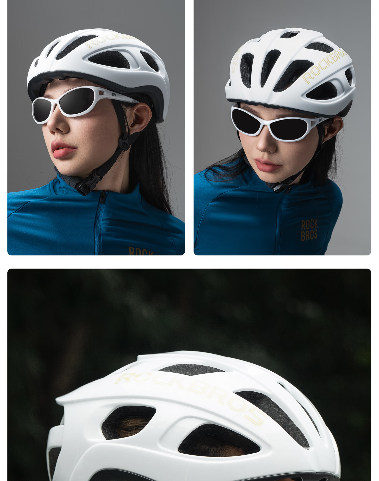 Rockbros Integrated Bicycle Helmet Cycling Helmet Mountain Road Bike Safety Helmet Unisex White Matte - L 17