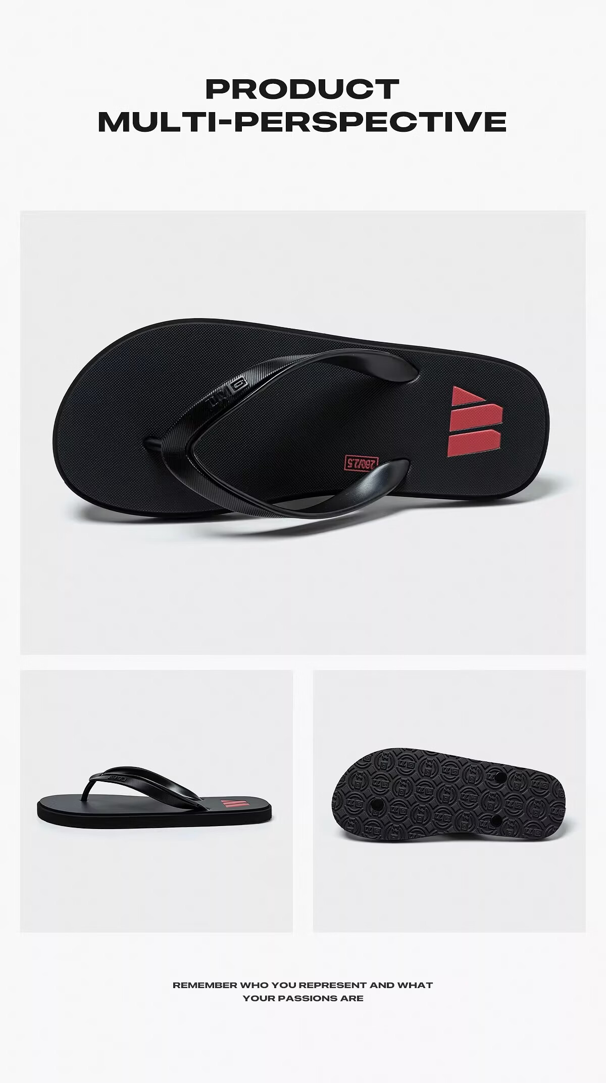 Warrior Men's Summer New Herringbone Flip Flops Non-Slip Odor-Resistant EVA Outdoor Beach Sandals Black Size 41 11