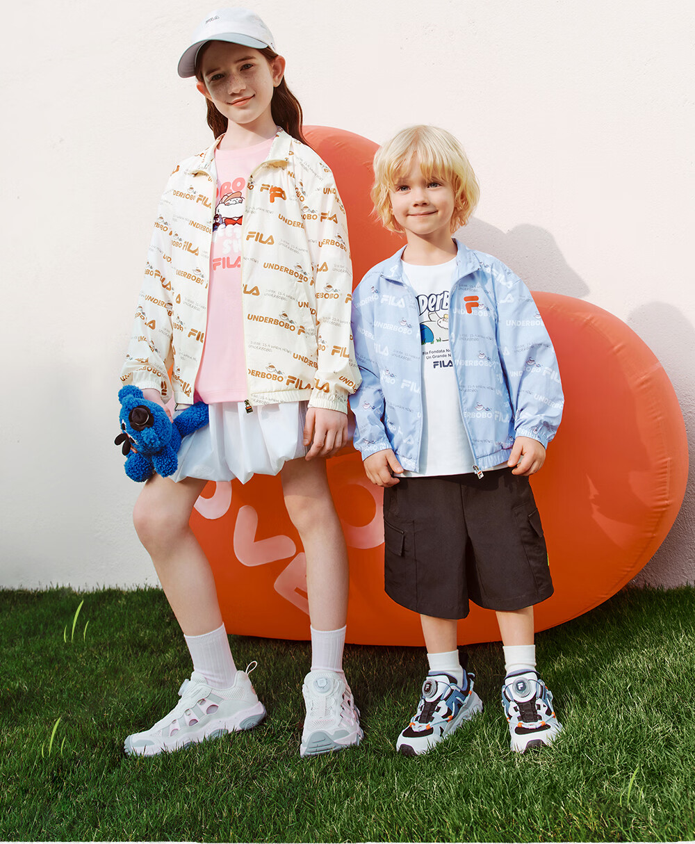 FILA x BOBO Kids All-Over Print Sun Protection Jacket 2026 Summer Boys and Girls Skin Jacket 2