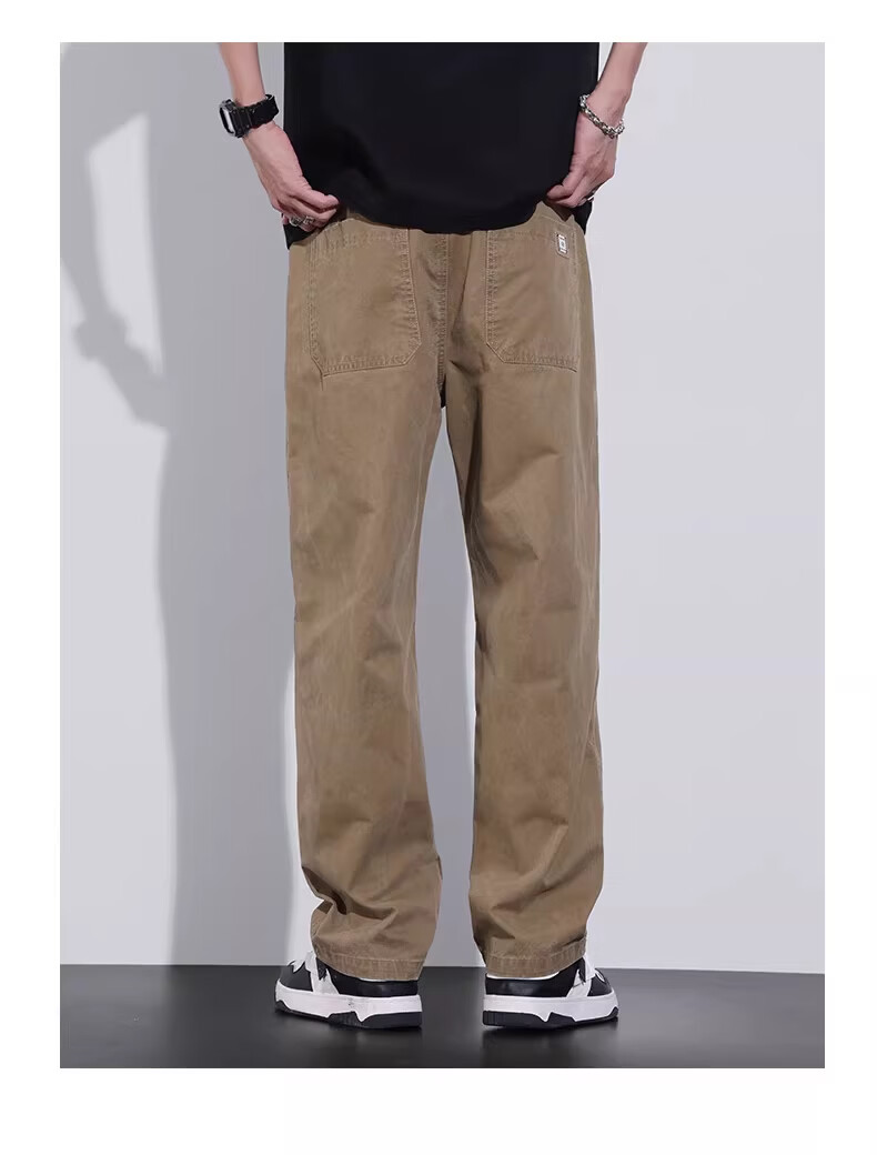 Playboy Pure Cotton Casual Pants Men Summer Thin Loose Straight Cargo Pants Trendy Brand Versatile New Sports Wide-Leg Trousers 22