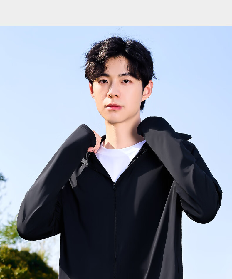 MINISO Ice Silk Hooded Sun Protection Jacket for Men, Cool and Breathable Lightweight Skin Jacket, Outdoor High SPF Sun Protection, Z Ice Blue, 3XL 29