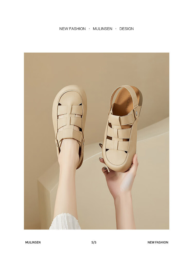 Mulinsen Women’s Rome Hollow Summer Sandals Dual-Wear Clogs Birkenstyle Sandals Beige 37 15