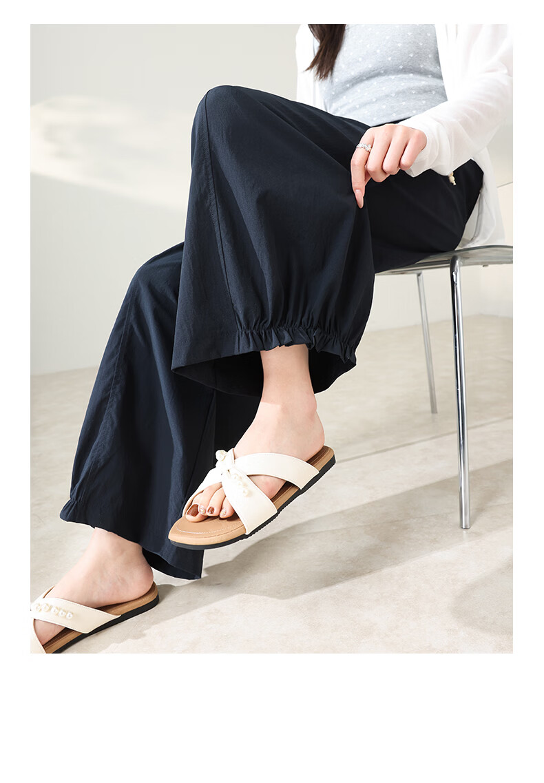 Langsha Chinese Style Flower Bud Casual Pants Women Year of the Horse Spring Summer Thin High Waist Comfortable Wide Leg Lazy Fashion Versatile Pants 21