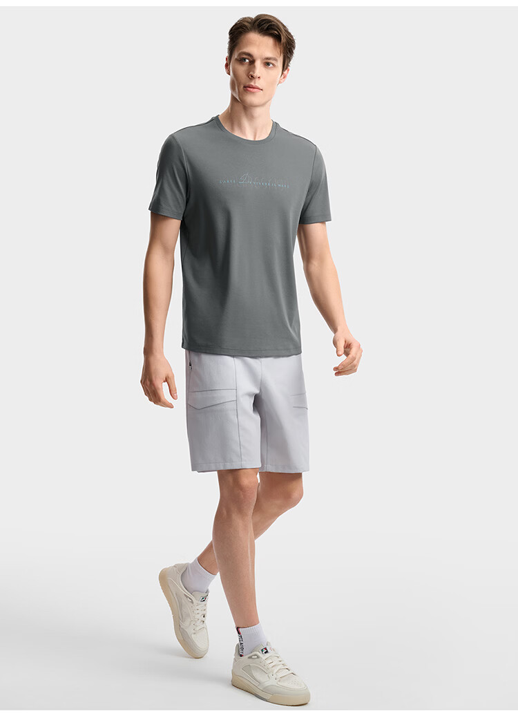 FILA Official Men's Knitted Short Sleeve Shirt 2026 Summer Casual Basic Black Crew Neck T-Shirt 13