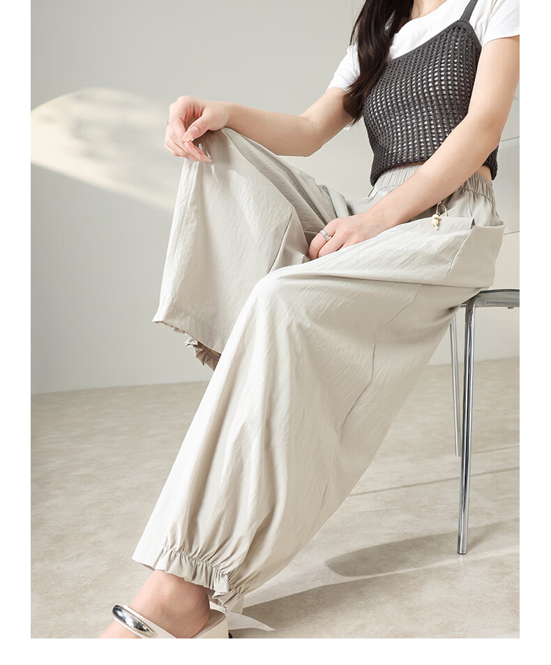 Langsha Chinese Style Flower Bud Casual Pants Women Year of the Horse Spring Summer Thin High Waist Comfortable Wide Leg Lazy Fashion Versatile Pants 12